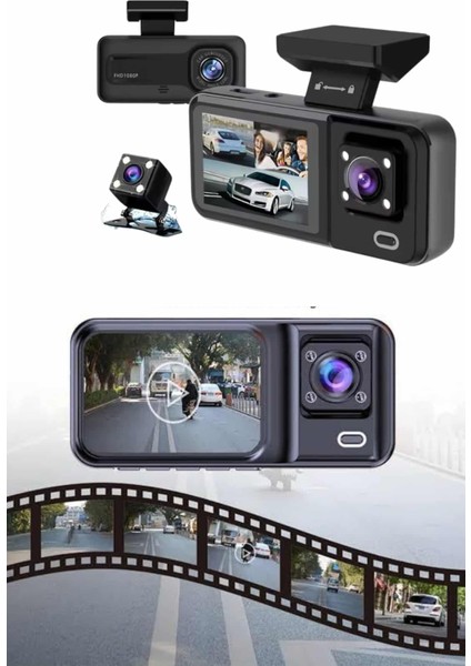 Ön ve Arka Kameralı 2 Inç 1080P Full Hd Dvr Araç Içi Ekran