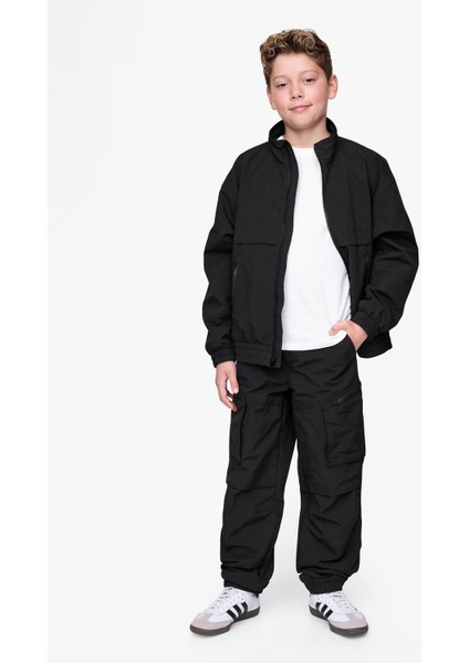 Erkek Çocuk Siyah Pull-On Paraşüt Kargo Pantolon