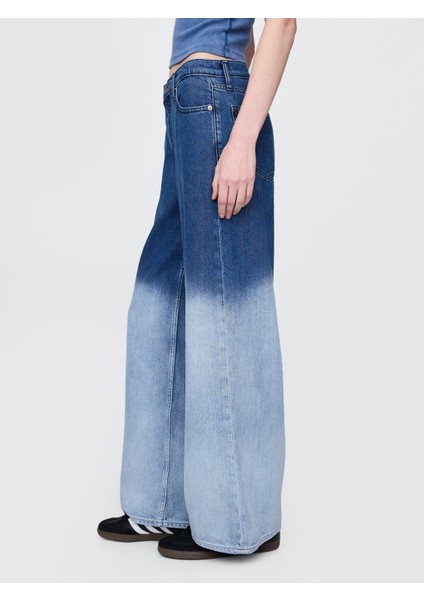 Kadın Mavi Mid Rise Ultrasoft Baggy Jean Pantolon fırsatları