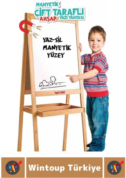 Kalem Silgi Tebeşir Çift Taraflı Manyetik Kara Tahta Tasarım Ayaklı Ahşap Yazı Tahtası 110 x 45 cm modelleri