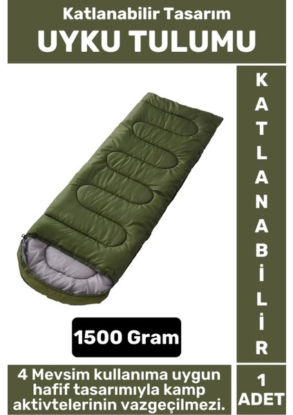 Kompakt 4 Mevsim Kullanıma Uygun Sıcak Tutan 190 X 70 Cm Çift Kişilik Kamp Katlanabilir Uyku Tulumu