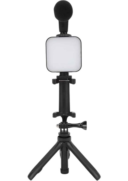 Telefon Tutucu Mini Mikrofonlu Tripod Vlog Çekim Video