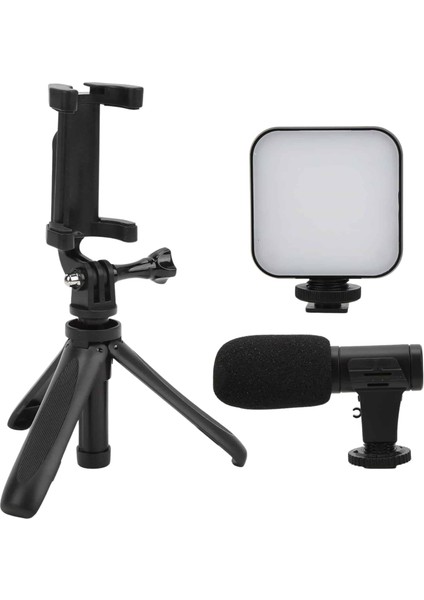 Akıllı Telefon Vlog Kiti Tripod Mini Mikrofonlu Telefon Tutucu