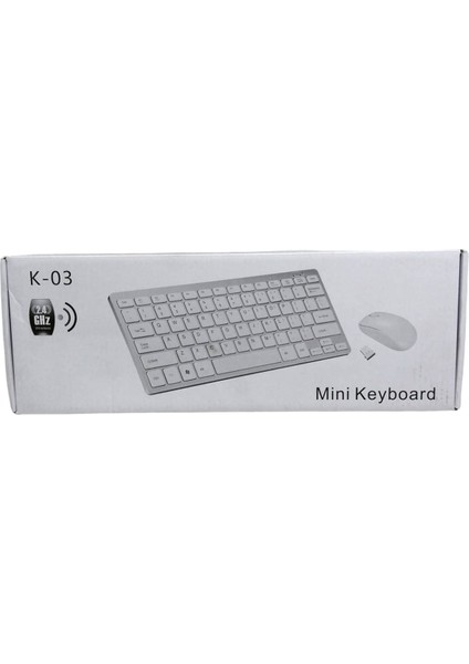 K-03 Mini Beyaz Wıreless Kablosuz Klavye Mouse PL-395