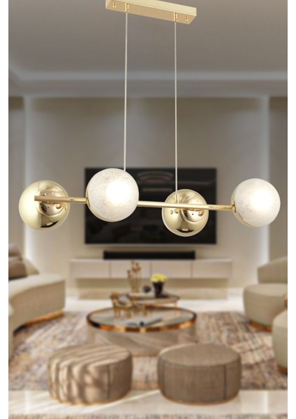 Berca 4lü Gold Avize Modern Mutfak Yemek Masası Üstü Yatak Odası Salon Avize
