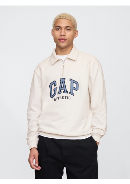 Erkek Bej Vintagesoft Gap Logo Polo Yaka Sweatshirt