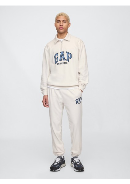 Erkek Bej Vintagesoft Gap Logo Polo Yaka Sweatshirt