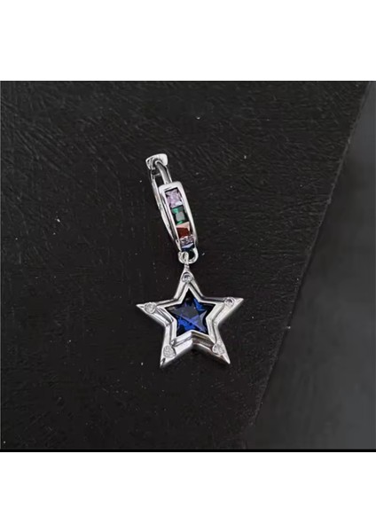 925 Silver Gökkuşağı Zirkon Taşlı Asimetrik Küpe