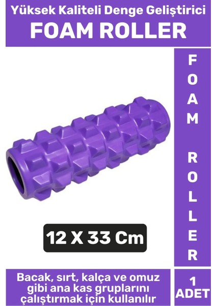Premium Fitness Aerobik Denge Stabilite Kas Esnekliği Geliştirici Kadın Erkek Foam Roller 33 Cm