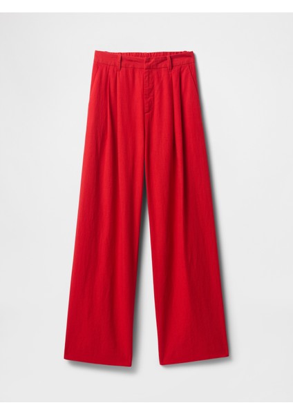 Kadın Kırmızı 365 High Rise Keten Karışımlı Pantolon fiyatları