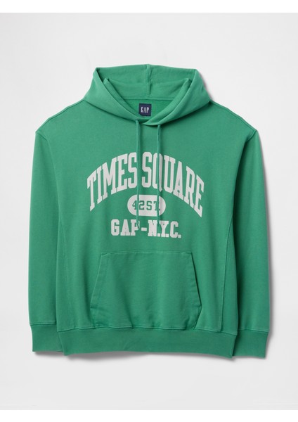 Erkek Yeşil Gap Logo Nyc Kapüşonlu Sweatshirt