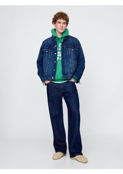 Erkek Yeşil Gap Logo Nyc Kapüşonlu Sweatshirt
