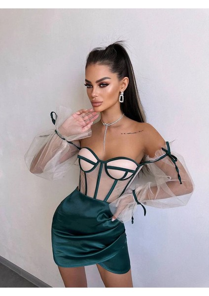 Rosalıne Tül & Saten Detaylı Elbise fırsatları