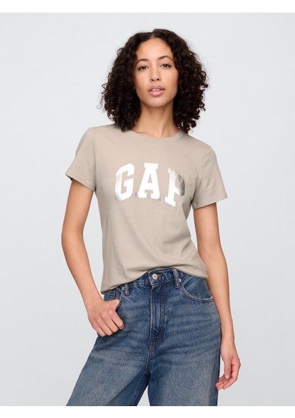 Kadın Bej Gap Logo T-Shirt