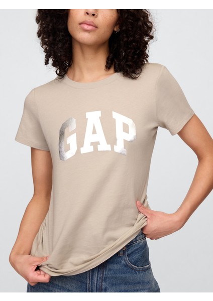 Kadın Bej Gap Logo T-Shirt modelleri