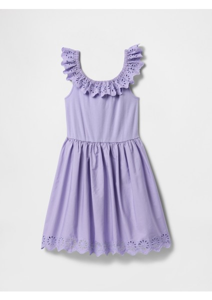 Kız Çocuk Mor Fırfırlı Elbise