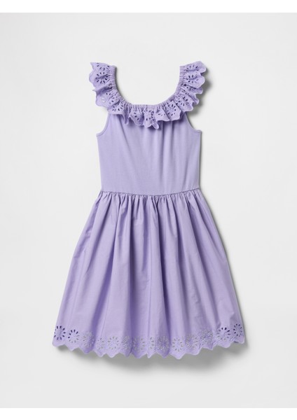Kız Çocuk Mor Fırfırlı Elbise modelleri