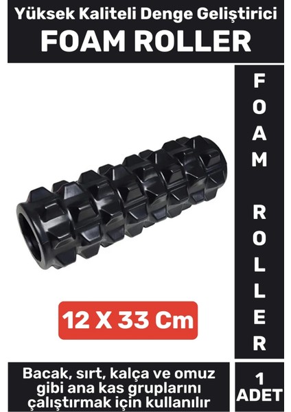 Fitness Aerobik Denge Stabilite Kas Esnekliği Geliştirici Kadın Erkek Foam Roller 33 Cm
