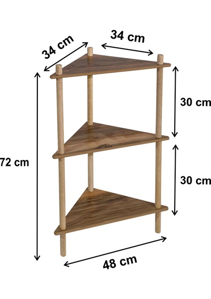 Dekoratif Raflı Ahşap Çiçeklik Saksı Standı Saksılık, Bahçe Balkon Rafı, No4