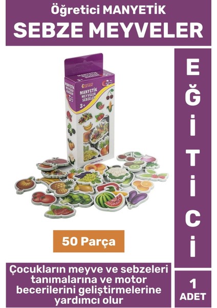 Premium Eğitici Görsel Algı El-Göz Koordinasyon Meyve Sebze Öğrenim 30 Parça Manyetik Meyve Sebzeler