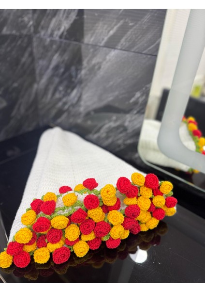 El Örgüsü Gül Buketi Çiçekli Battaniye, Şal Buket Battaniye, Buket Şal, Örgü Çiçek Buketi Battaniye Çiçekli Battaniye, Sevgililer Günü Şal Buket Battaniye