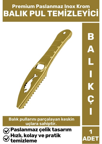 Premium Yüksek Kaliteli Dayanıklı Paslanmaz Inox Krom Balıkçı Avcı Balık Pulu Temizleyici