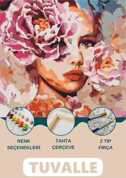 Çiçeklenen Ruh Sayılarla Boyama Seti, Hobi Seti, 40X50 Tablo, Fırça Boya Asma Aparatı Dahil, Doğa