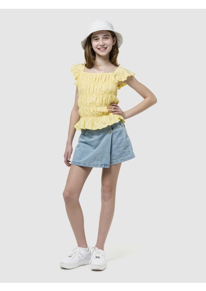 Kız Çocuk Açık Mavi Denim Şort Etek indirimleri