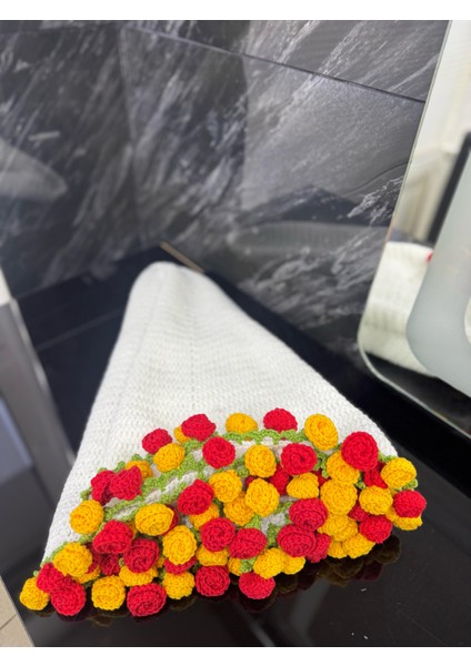 El Örgüsü Gül Buketi Çiçekli Battaniye, Şal Buket Battaniye, Buket Şal, Örgü Çiçek Buketi Battaniye Çiçekli Battaniye, Sevgililer Günü Şal Buket Battaniye