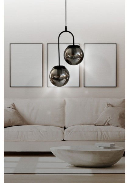 Otal - Sarkıt - 2'li Modern Sarkıt Avize Füme - Oturma Odası - Salon - Yatak Odası - Mutfak