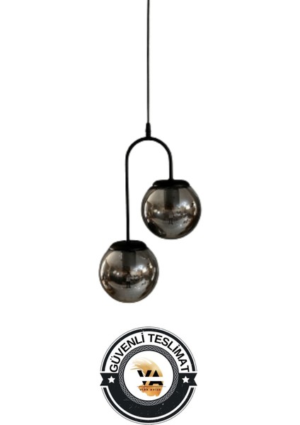 Otal - Sarkıt - 2'li Modern Sarkıt Avize Füme - Oturma Odası - Salon - Yatak Odası - Mutfak