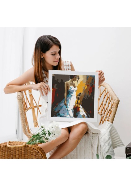 Gelin Neşesi Sayılarla Boyama Seti, Hobi Seti, 40X50 Tablo, Fırça Boya Asma Aparatı Dahil, Doğa