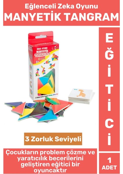 Eğitici Görsel Algı El-Göz Koordinasyonu Yaratıcılık Gelişimi 3 Zorluk Seviyeli Manyetik Tangram