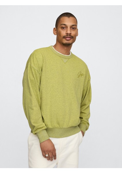 Erkek Yeşil Vintage Soft Oversize Gap Logo Sweatshirt