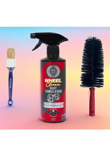 3'lü Set Jant Seti Detay Fırçası Temizleyici ve Jant Fırçası Siyah