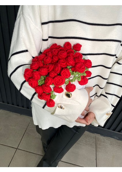 El Örgüsü Gül Buketi Çiçekli Battaniye, Şal Buket Battaniye, Buket Şal, Örgü Çiçek Buketi Battaniye Çiçekli Battaniye, Sevgililer Günü Şal Buket Battaniye