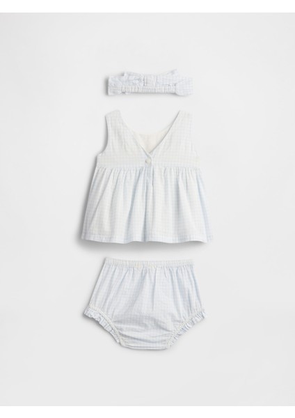 Bebek Mavi Işlemeli Tulum Outfit Set