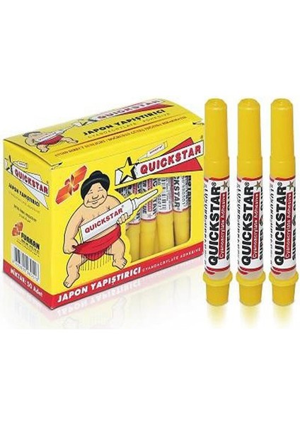 Japon Yapıştırıcısı Quıckstar 3 Adet Mini Parmak Japon Yapıştırıcı Kuvvetli Hızlı Yapıştırıcı 1.4 gr 3 Adet