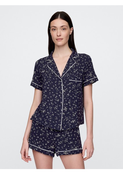 Kadın Lacivert Modal Pijama Üstü