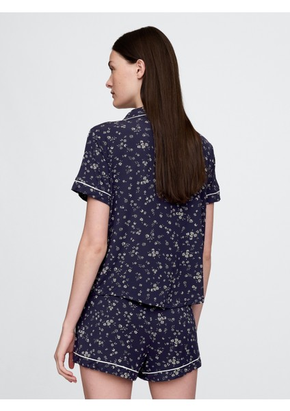 Kadın Lacivert Modal Pijama Üstü modelleri