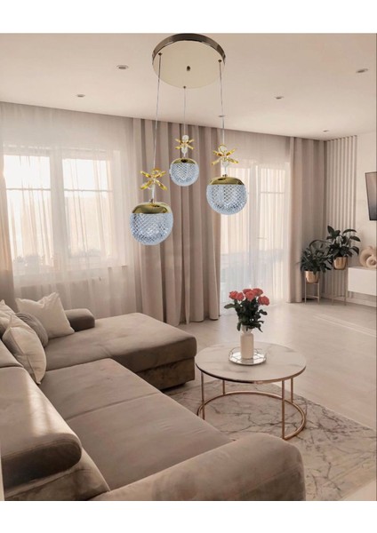 Buse 3lü Sarkıt Avize Modern Dekoratif Oturma Odası Koridor Salon Yatak Odası