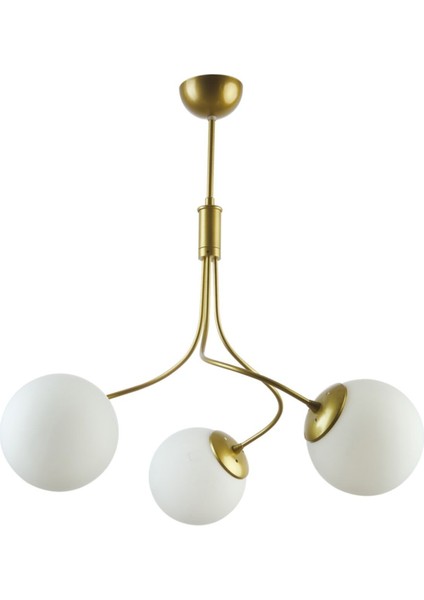 Napoli Modern Eskitme Renk Kapalı Beyaz Camlı Salon - Mutfak - Yatak Odası 3 Lü Avize