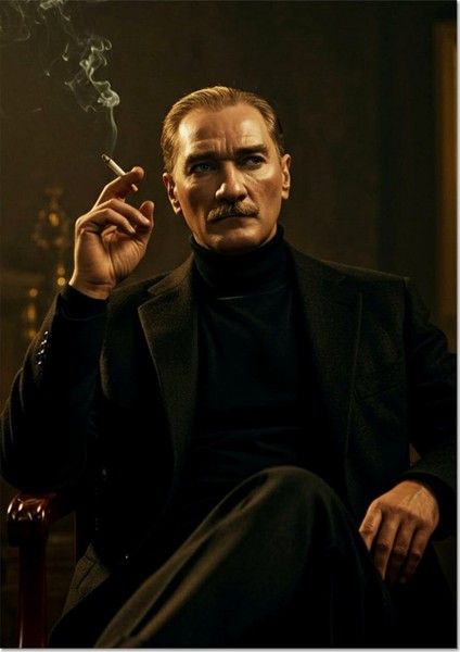 Metal Poster Mustafa Kemal Atatürk - Dekoratif Metal Poster - Hediyelik Metal Poster