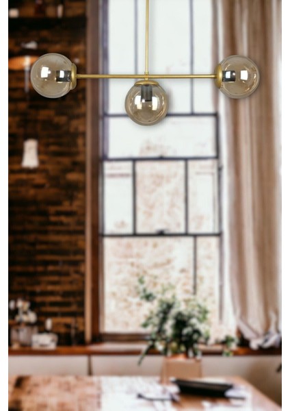 Neron Özel Tasarım Eskitme Renk Globe Bal Camlı Salon - Mutfak - Yatak Odası 3'lü Avize indirimleri