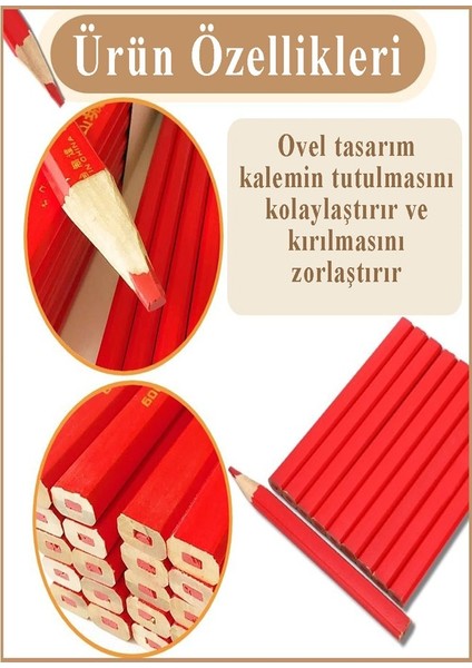 Marangoz Kalem Siyah Oval 24 Adet 1 Paket Kalın Oval Marangoz Inşaat Kalemi Aşap Beton Işaretleme Kalemi Kalın Kalem fırsatları