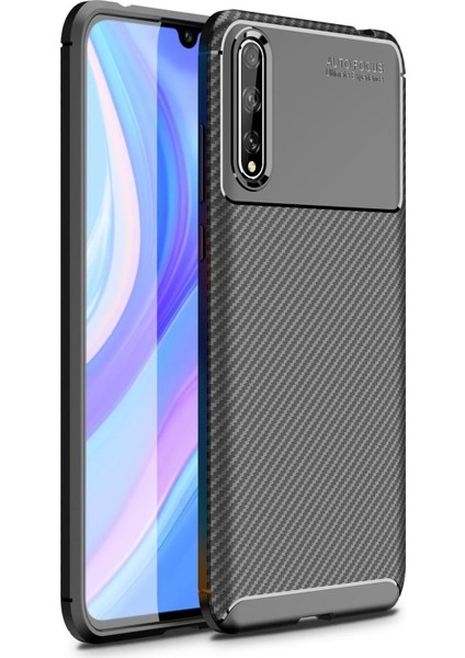 Huawei P Smart S Kılıf Auto Focus Karbon Kapak - Siyah Gnzrz