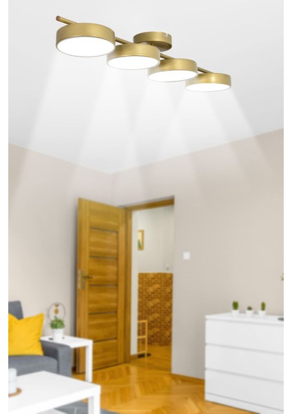 Tual Modern Salon Yatak Odası Giyinme Odası Mutfak Beyaz Işık Ledli Eskitme Renk 4 Lü LED Avize