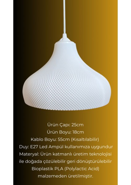 Leila Beyaz Avize Yatak Odası, Mutfak, Oturma Odası Tasarım Tekli Sarkıt Avize (Plastik) E27