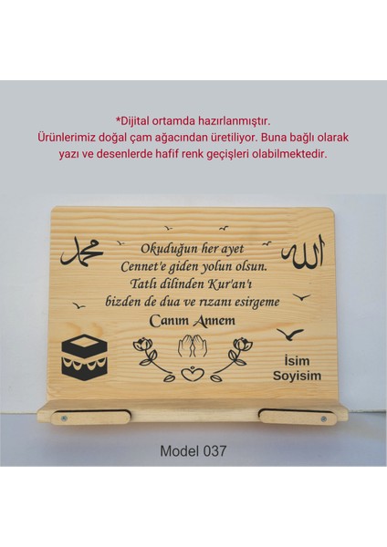 Münzevi İsme Özel Masaüstü Rahle/kitap Okuma STANDI--CANIM ANNEM--MODEL037
