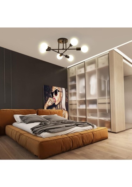 Örümcek 6'lı Çapraz Salon - Mutfak - Yatak Odası Tavan Plofenyer Siyah Avize(Ampulsüz) fiyatları